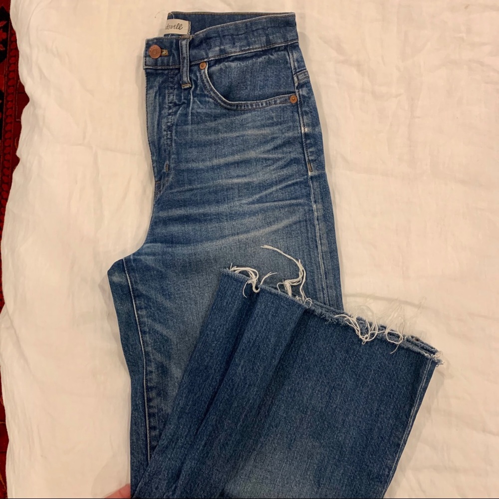 Madewell high rise kick crop flares